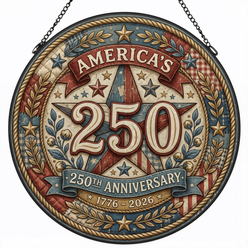 Panneau de fenêtre en verre pour décoration intérieure Patthotic Stars USA 250th Anniversary - H 12 po, H 12 po