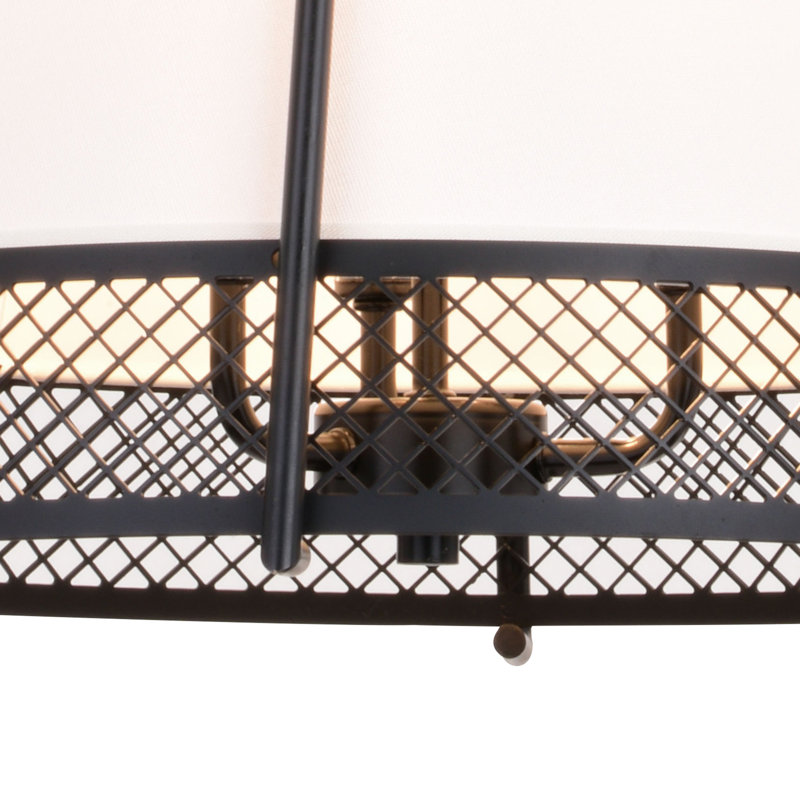 Benton 16.75" Matte Black Industrial Pendant with White Linen Shade