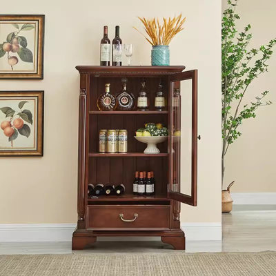 Maroon Solid Wood+Glass Display Cases