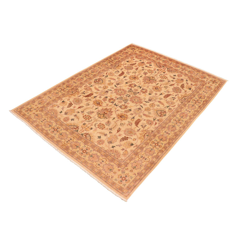 Tapis brun clair / brun oriental en laine noué à la main 7 pi 11 po x 9 pi 10 po Oriental