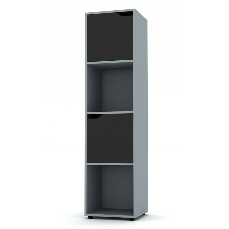 Elijhah 61cm H x 60cm W Cube Bookcase, Grey/Black