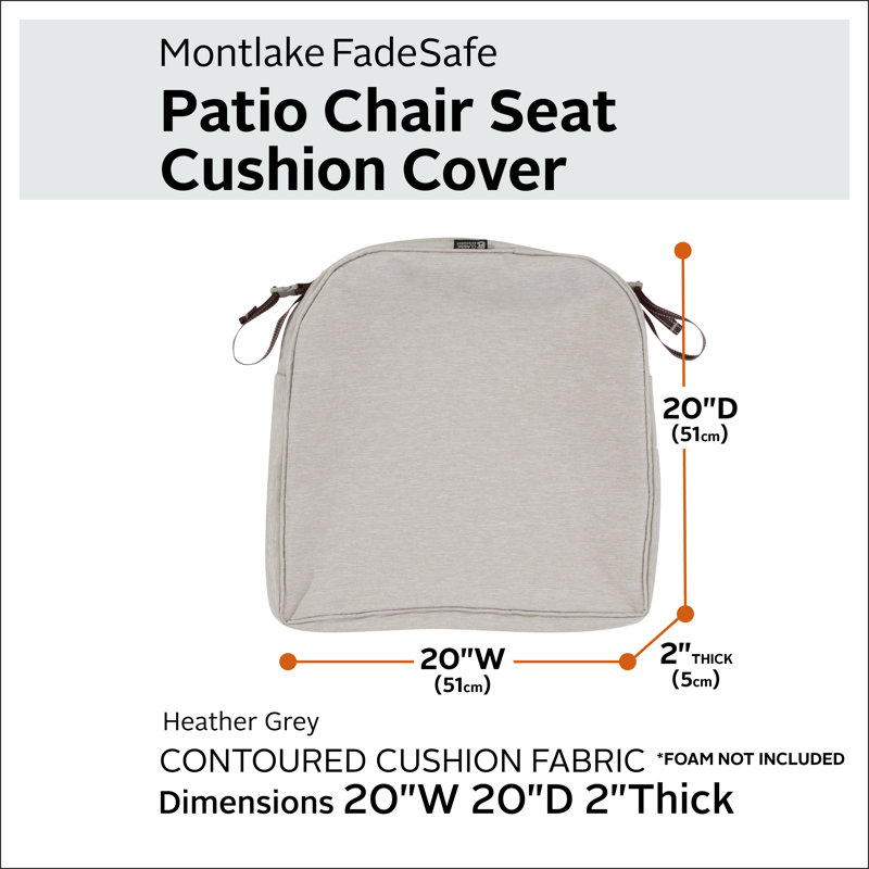 Pina Water-Resistant Contoured Patio Dining Seat Cushion Cover, 2" H x 18" W x 20" D, Gray