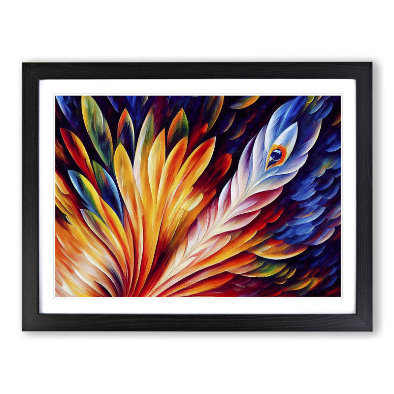 Bird Feather - Single Picture Frame Painting, Black Framed, 46cm H x 64cm W x 2cm D