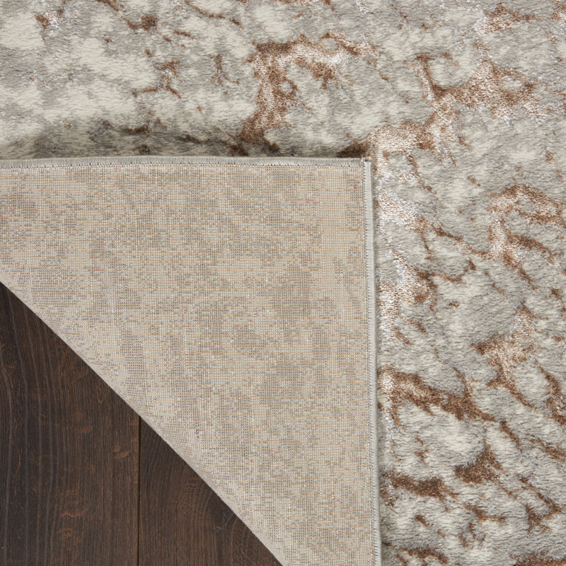 Gray Abstract 5' x 7' Synthetic Easy Care Area Rug