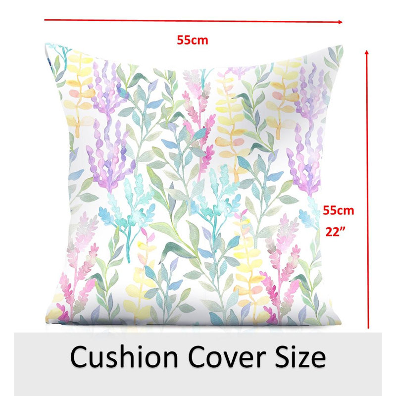 Indoor / Outdoor Floral Square Throw Cushion, Purple/Blue/Yellow/Green Floral