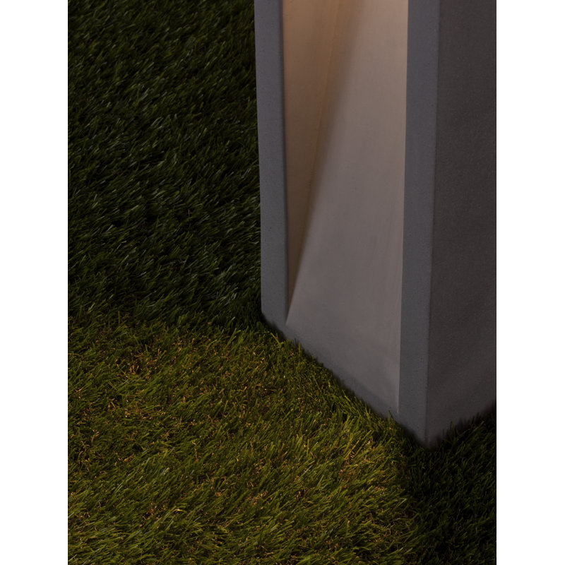 Grey Integrated LED Concrete Bollard Light, 60cm H x 12cm W x 12cm D