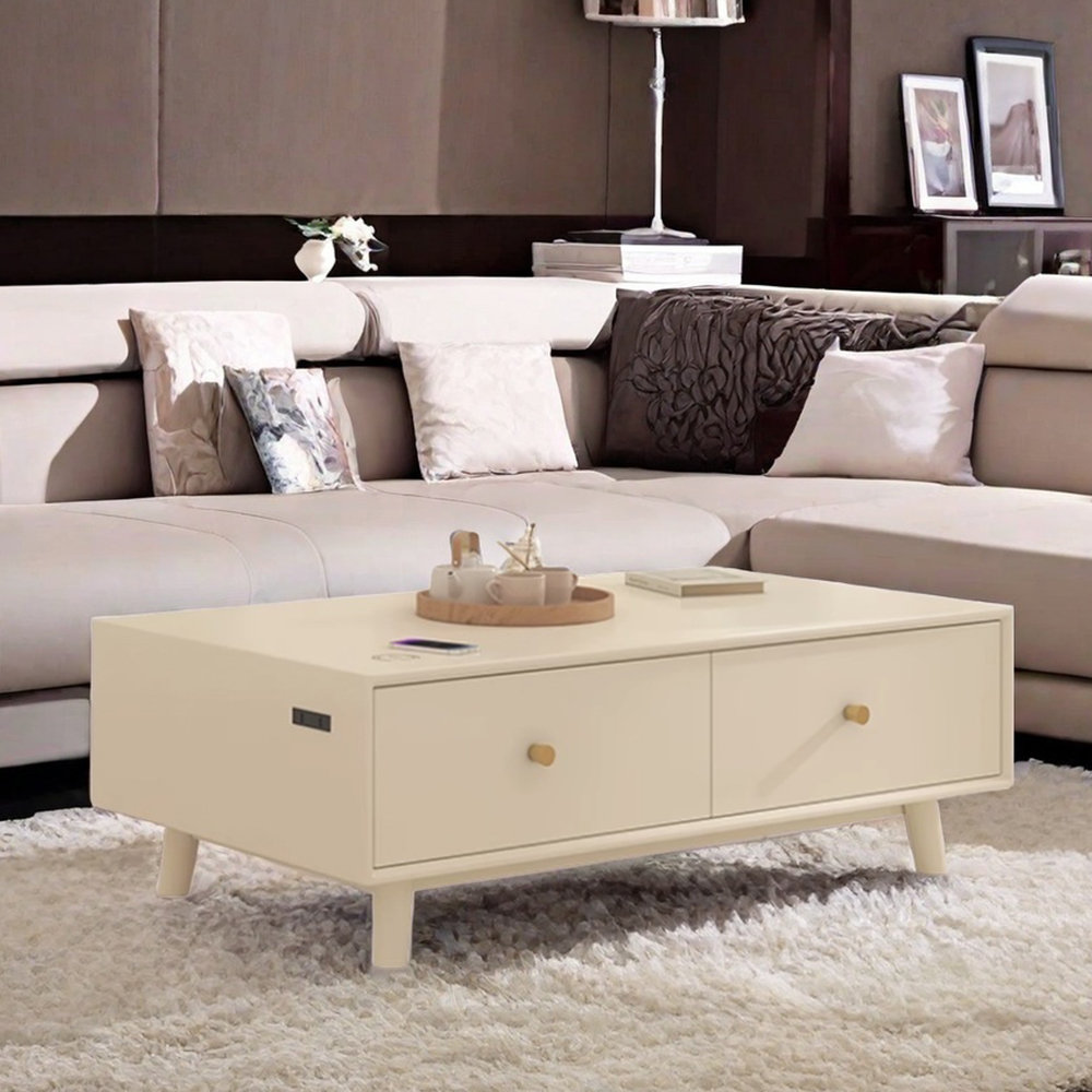 Orxva Galaxy Table basse en bois massif au design simple - Wayfair Canada