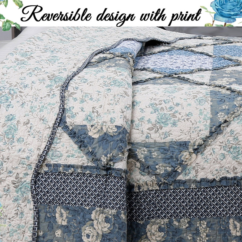 Monique Farmhouse / Country Quilt, Queen Quilt + 2 Shams