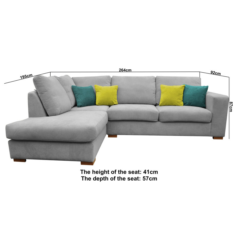 Isobe Corner Sofa, Silver, Left Hand Facing