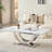 50.4 Inch Modern Rectangular Coffee Table,Marble Pattern MDF Top ,Silver Stainless Steel Base.