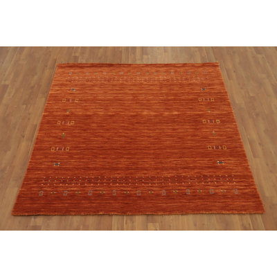 Tapis carré indien carré orange 6x6