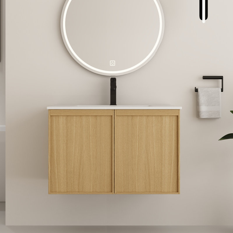 Ensemble de meuble-lavabo mural simple 30 po avec lavabo en céramique, 30