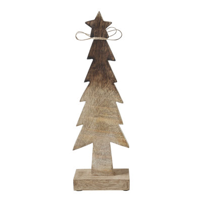 Figurine d'arbre de Noël en bois brun