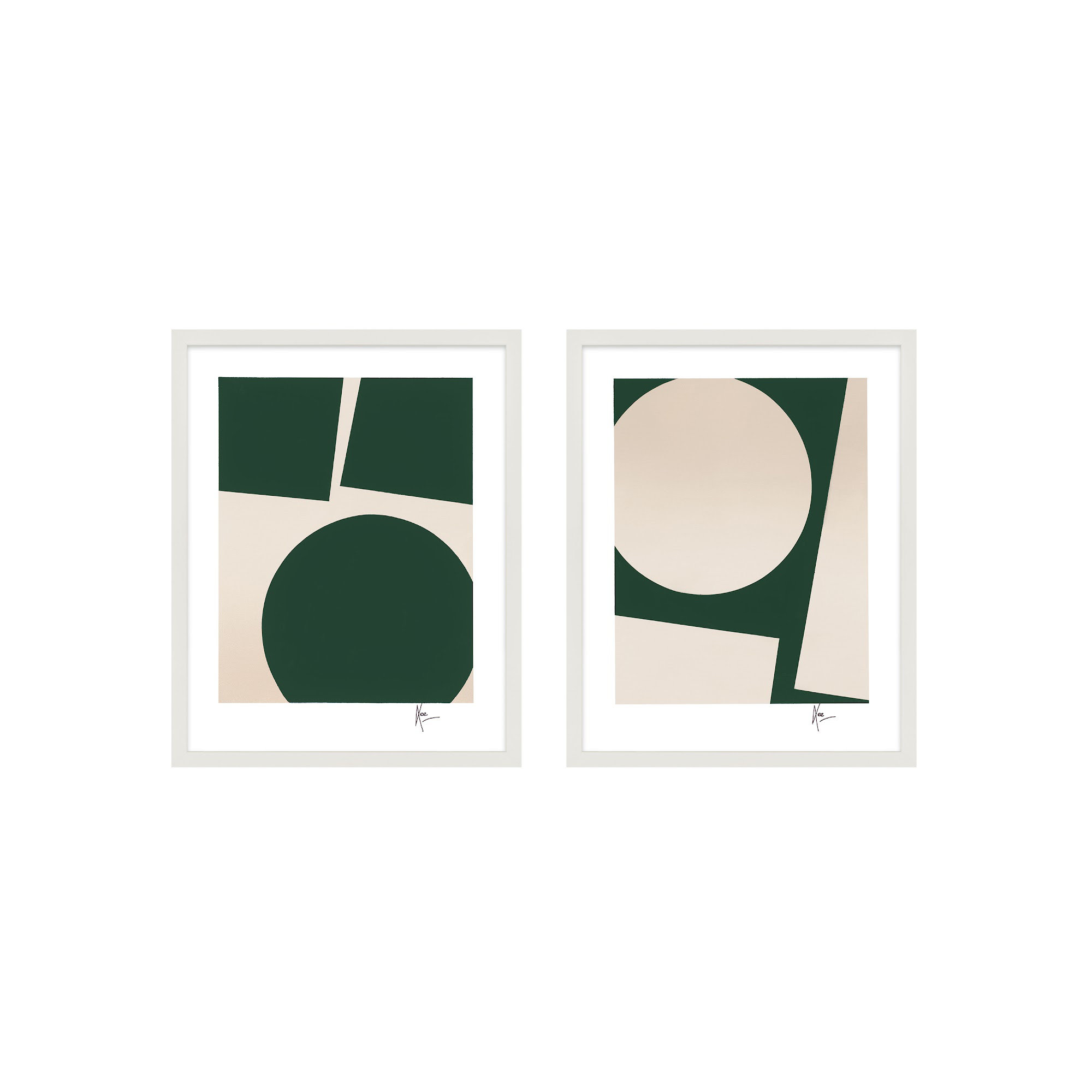 You And Me In Green Set Of 2 by Lee Lessem, White, 20" H x 32" W x 1.25" D