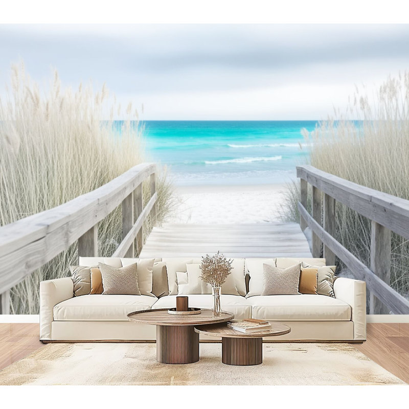 Papier peint auto-adhésif Coastal Peel and Stick Boardway, L 96 po x l 69 po