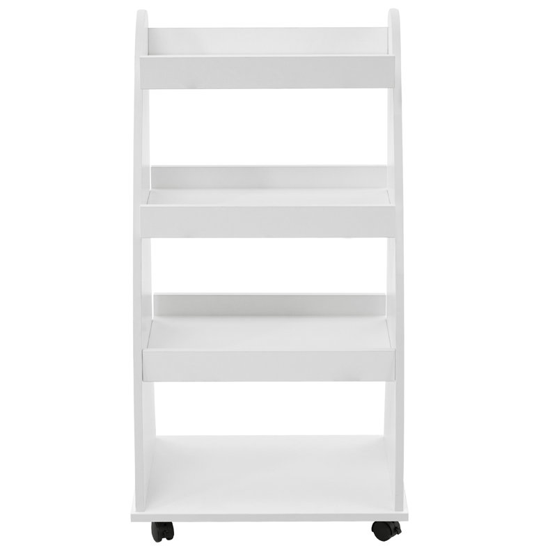 Chariot de rangement Salon avec tablette et roulettes, organisateur de livres, Blanc, Blanc