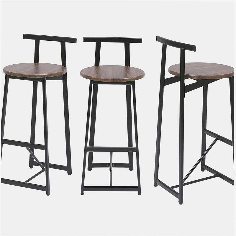 Ensemble de tabourets de bar 3 pièces: Comprend 3 tabourets de bar et des chaises de salle à manger sans dossier, convenant aux comptoirs d'îlot de cuisine (noir et brun noyer).