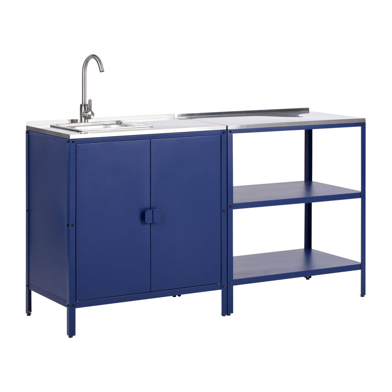 2 Piece Outdoor Kitchen Set with Sink VILAMA Metal Blue