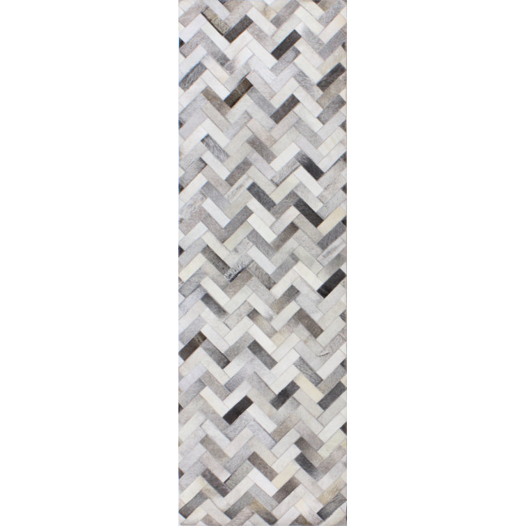 Tuscon Cowhide Geometric Area Rug in Ash