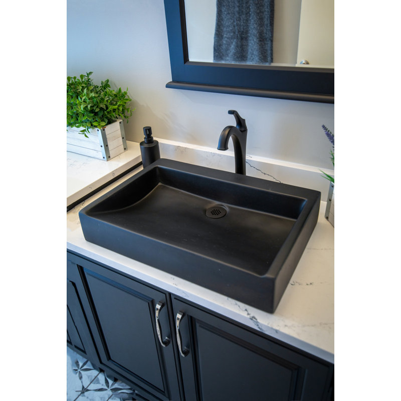 Lavabo pour salle de bain à vasque rectangulaire fabriqué à la main, Noir