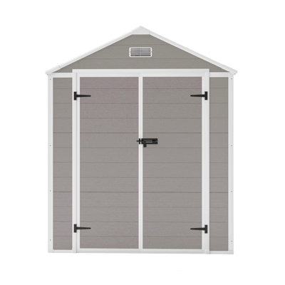 6*5Ft Resin Storage Shed,Plastic Garden Tool Outside Sheds,High Quality Pp Material,Strong Structure,Waterproof,Rust And Uv Proof,Large Storage Space,12Mm Thick Pp Board,Hd Window Lighting