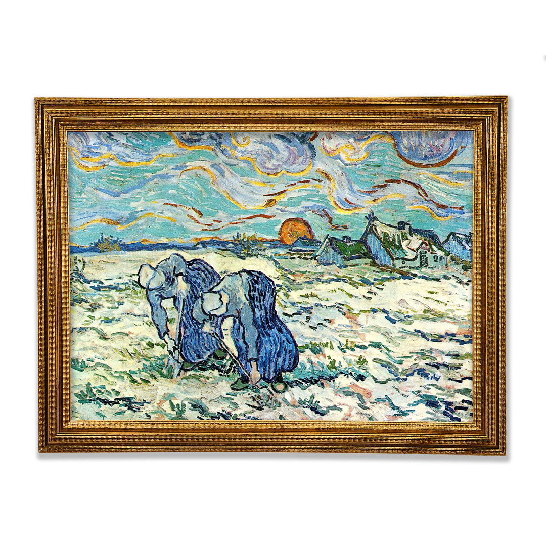 Gerahmtes Leinwandbild Two Digging A Grave In The Snow von Van Gogh