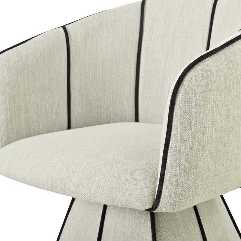 Chaise de salle à manger pivotante Kesslyn, Beige et noir