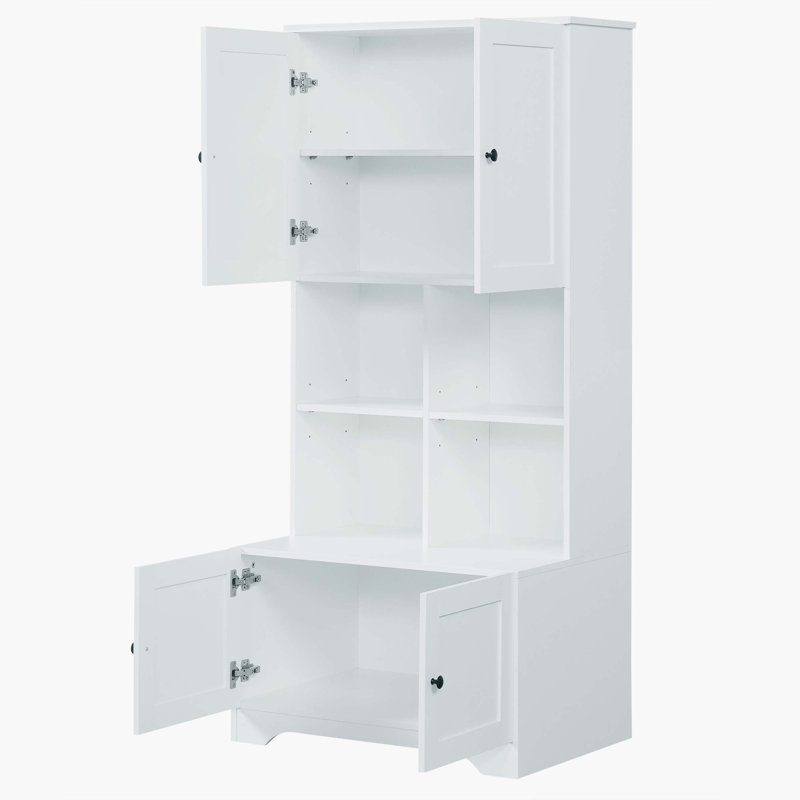 Armoire de rangement haute et large avec 4 portes, Blanc