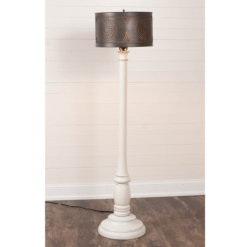 Lampe sur pied traditionnelle 59 po Randalle, Blanc rustique