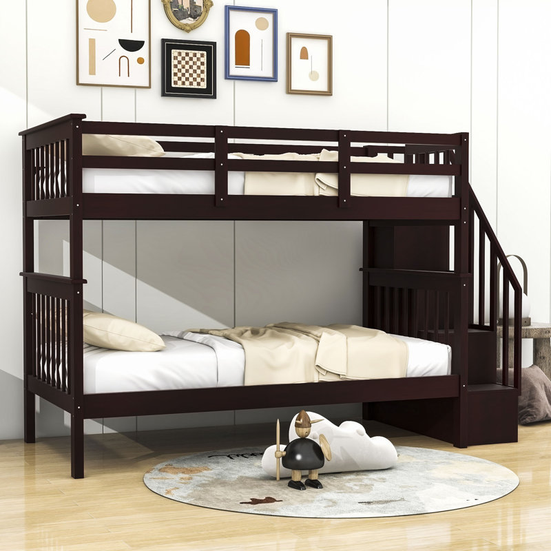 Abruscato Kids Twin Over Twin Bunk Bed, Espresso