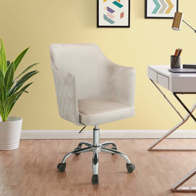 Chaise de bureau pivotante champagne et chrome