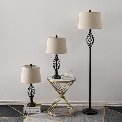 Gimbya 64” Traditional Floor and Table Lamp Set With Three-Level Dimming, Living Room, and Bedroom