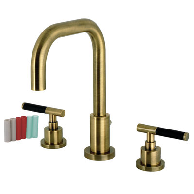 Kingston Brass Kaiser Two-Handle 3-Hole Deck Mount Widespread Bathroom Faucet with Brass Pop-Up Drain