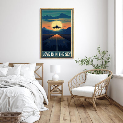 «Plane Love Is In The Sky», reproduction d'art graphique sur toile tendue 1 pièce