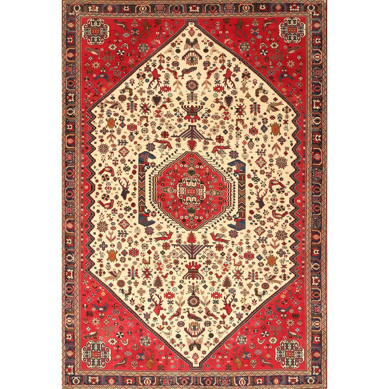 Tapis traditionnel rouge / chêne, Rectangle 5 pi x 7 pi