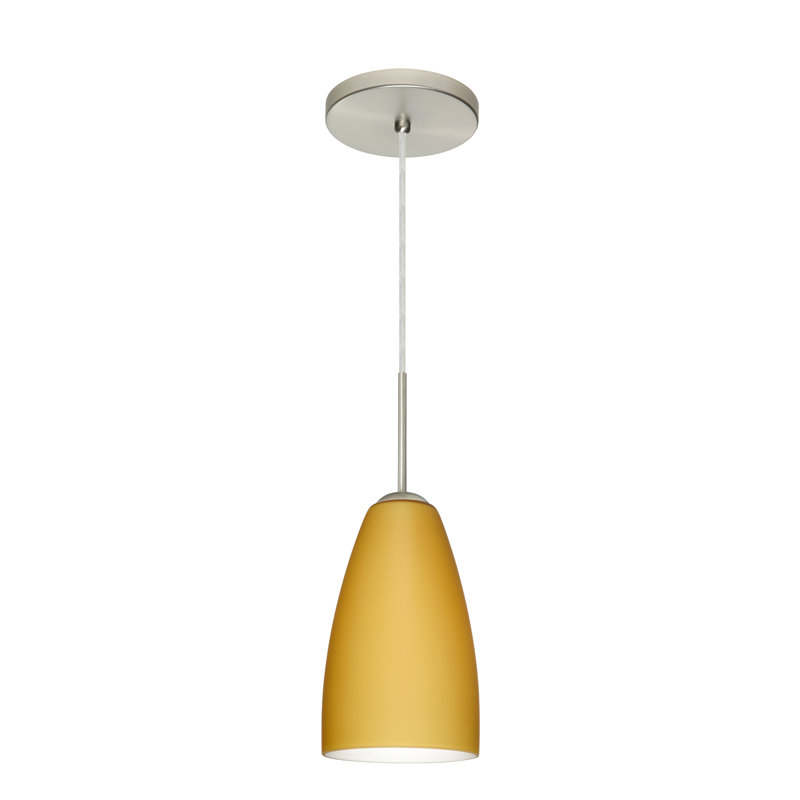 Luminaire suspendu en forme de cloche à 1 lumière Delorme, Vanille matte, Nickel satiné, Incandescent
