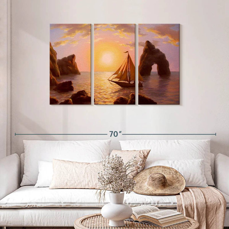 Mehar Sailboat By The Cliffs, 28" H x 45" W