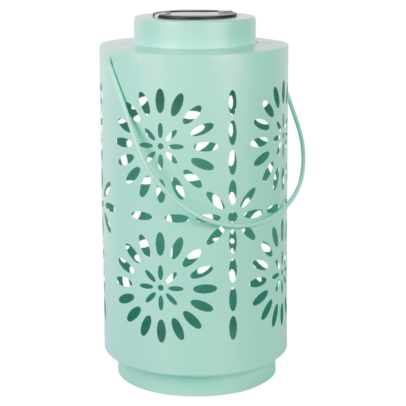 12"H Mint Flower Solar Lantern, Mint Flower