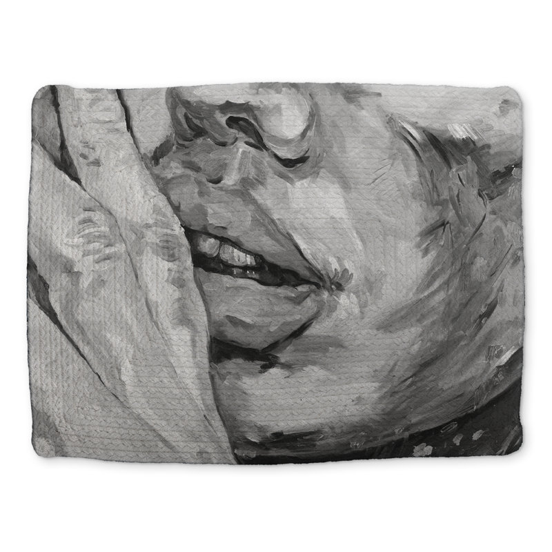 Luscious Lips Gray Monochrome Braided Polyester Placemat