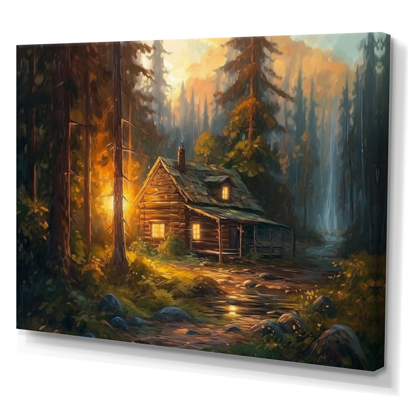 «Knutsford Forest Escape Cabin I», reproduction sur toile, H 34 po x l 44 po x P 1,5 po, Toile tendue