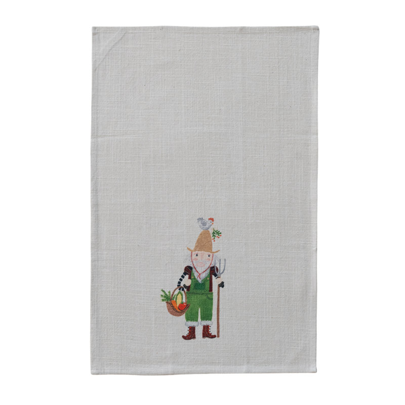 Cotton Slub Printed Tea Towel With Nutcracker (Each One Will Vary)