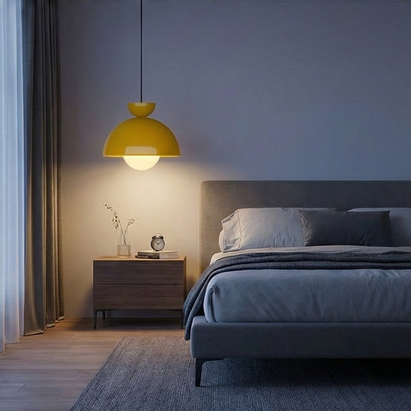 Luminaire suspendu en métal, Jaune
