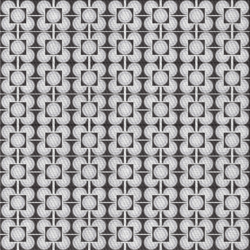Tapis noir/blanc cassé tissé à la machine, Carré 5 pi
