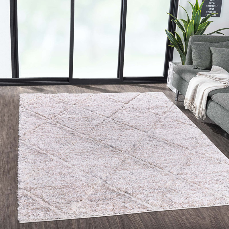 Tapis à motif de treillis Talas crème, Rectangulaire 3 pi x 5 pi