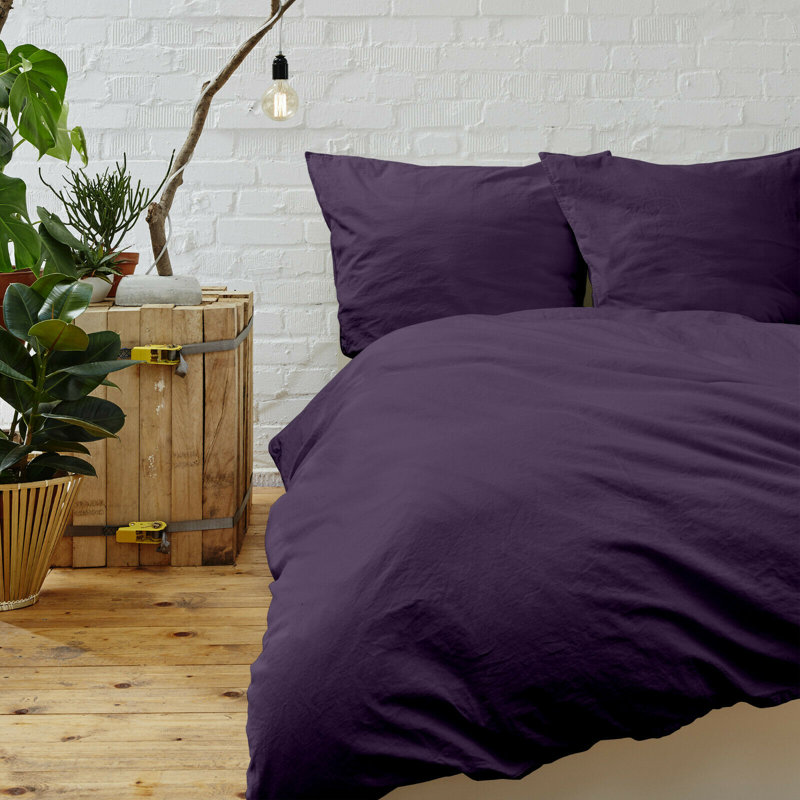 Flatweave Duvet Cover, Full/Queen Duvet Cover + 2 Standard Shams, Purple