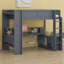 Lit mezzanine en bois avec bureau, tablettes multiples, DEL et station de charge-1907678628