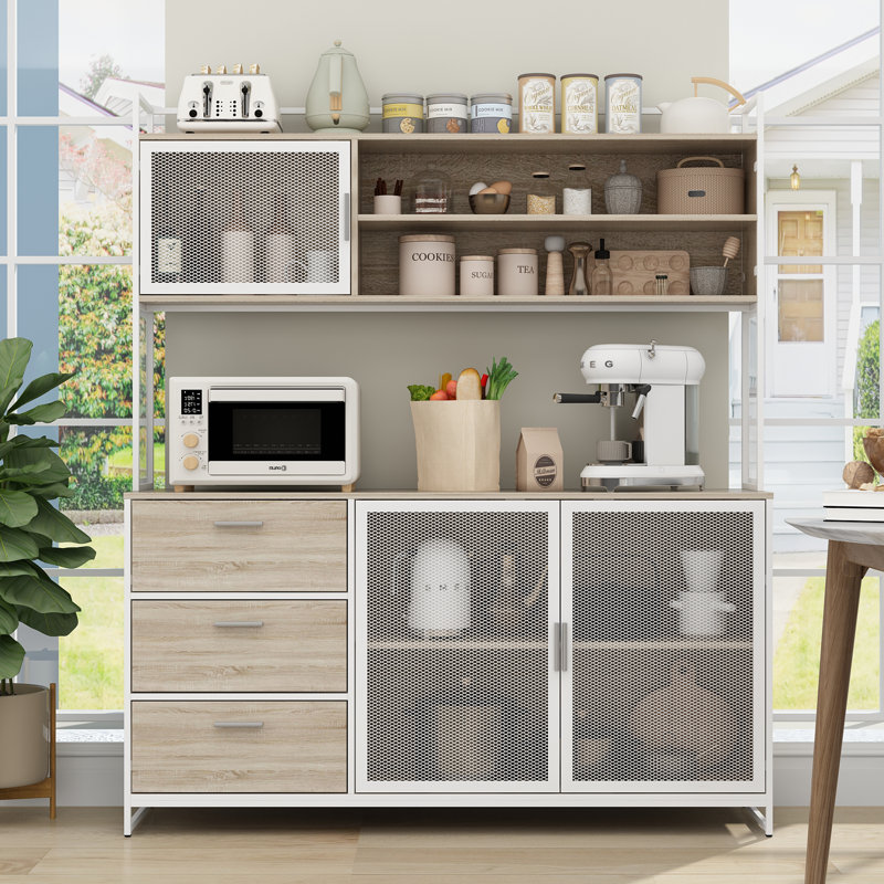 Nassima 59'' Sideboard with Bar Hutch, Oak/White