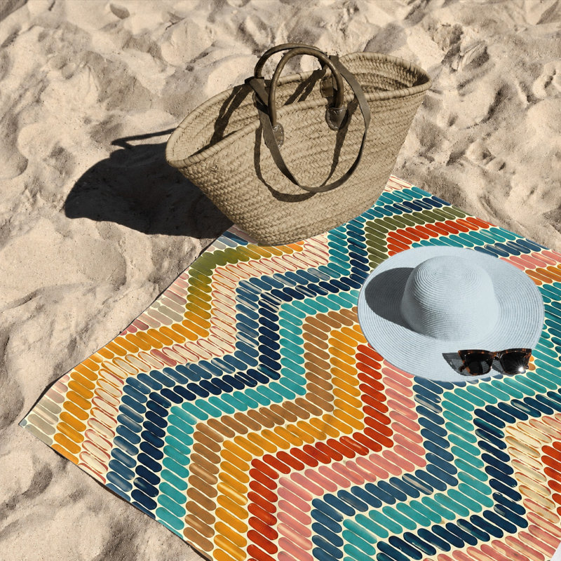 1 serviette de plage boho à chevrons, motif géométrique abstrait en microfibre, grande baignoire à séchage rapide pour, voyage, gym, activités de plein air, unisexe