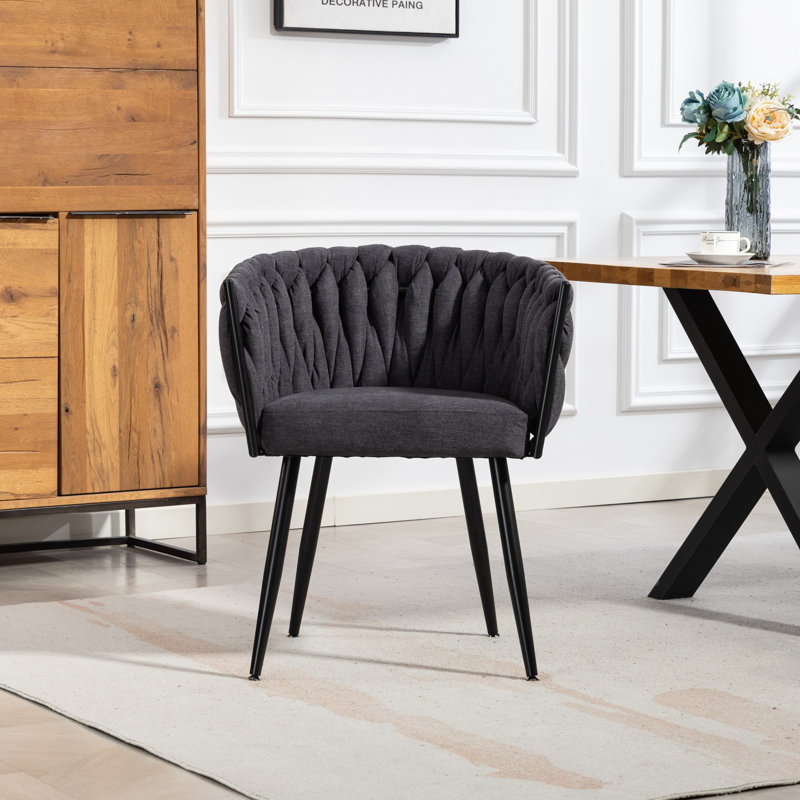 Polyester Upholstered Metal Upholstered Back Accent, Dark Grey