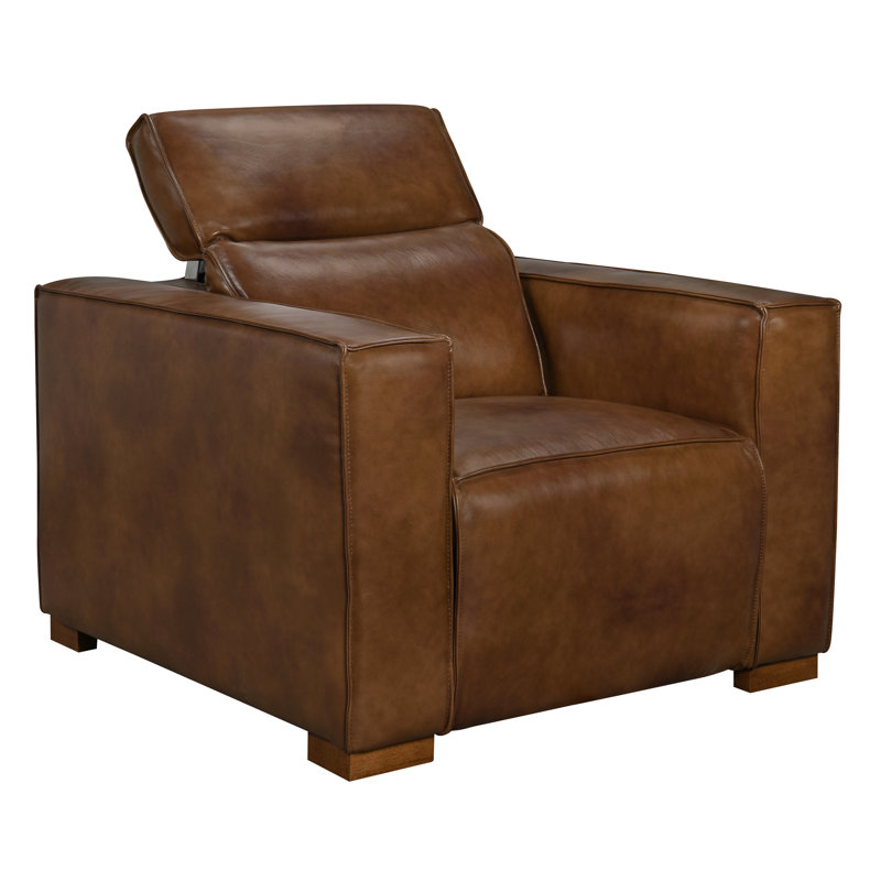 Riseholme Reclining Lounge Chair In Full-leather, Tan